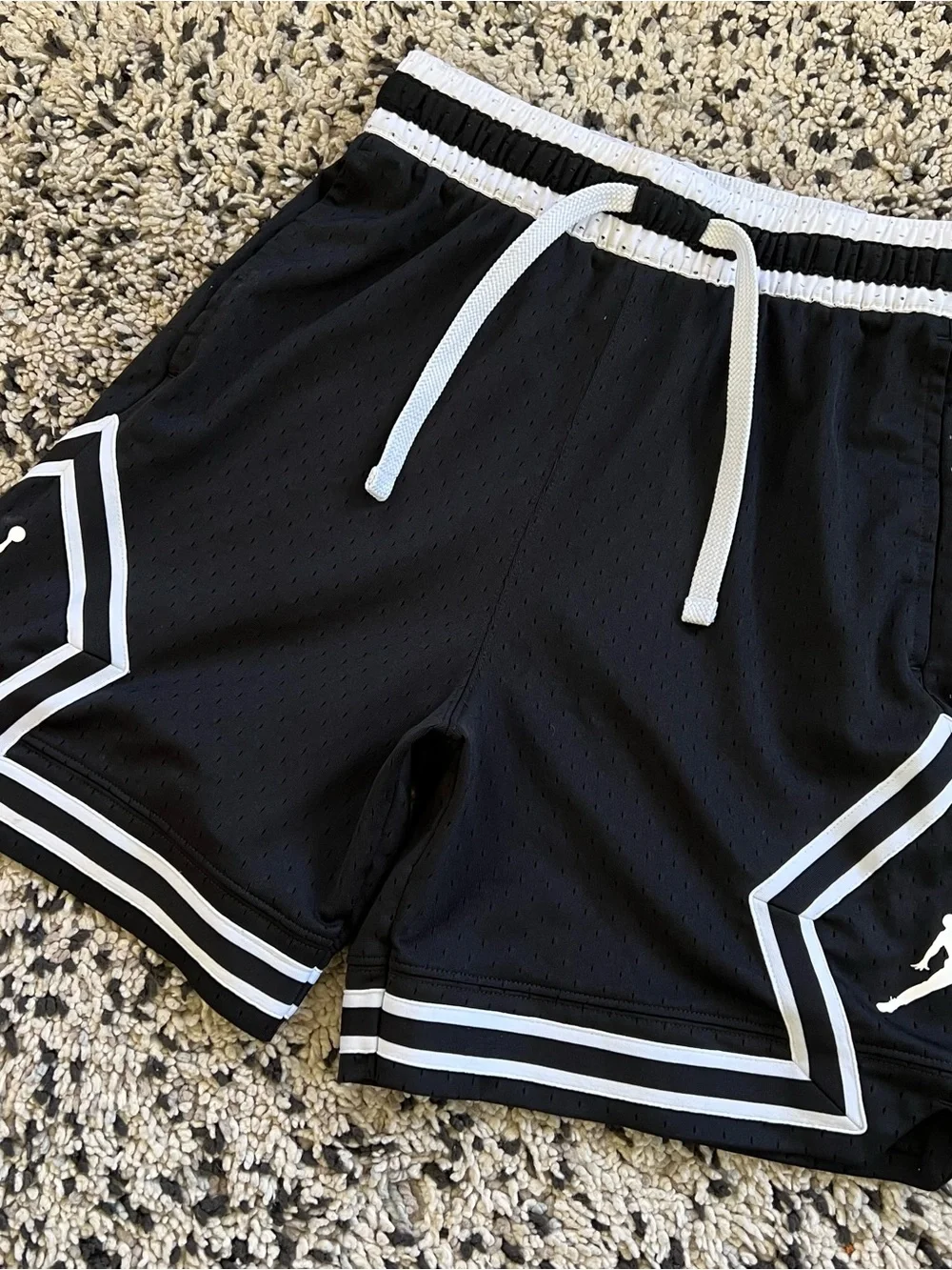 Nike Jordan Sport Dri-Fit Diamond Mesh Shorts Black White Jumpman Men’s Size XS